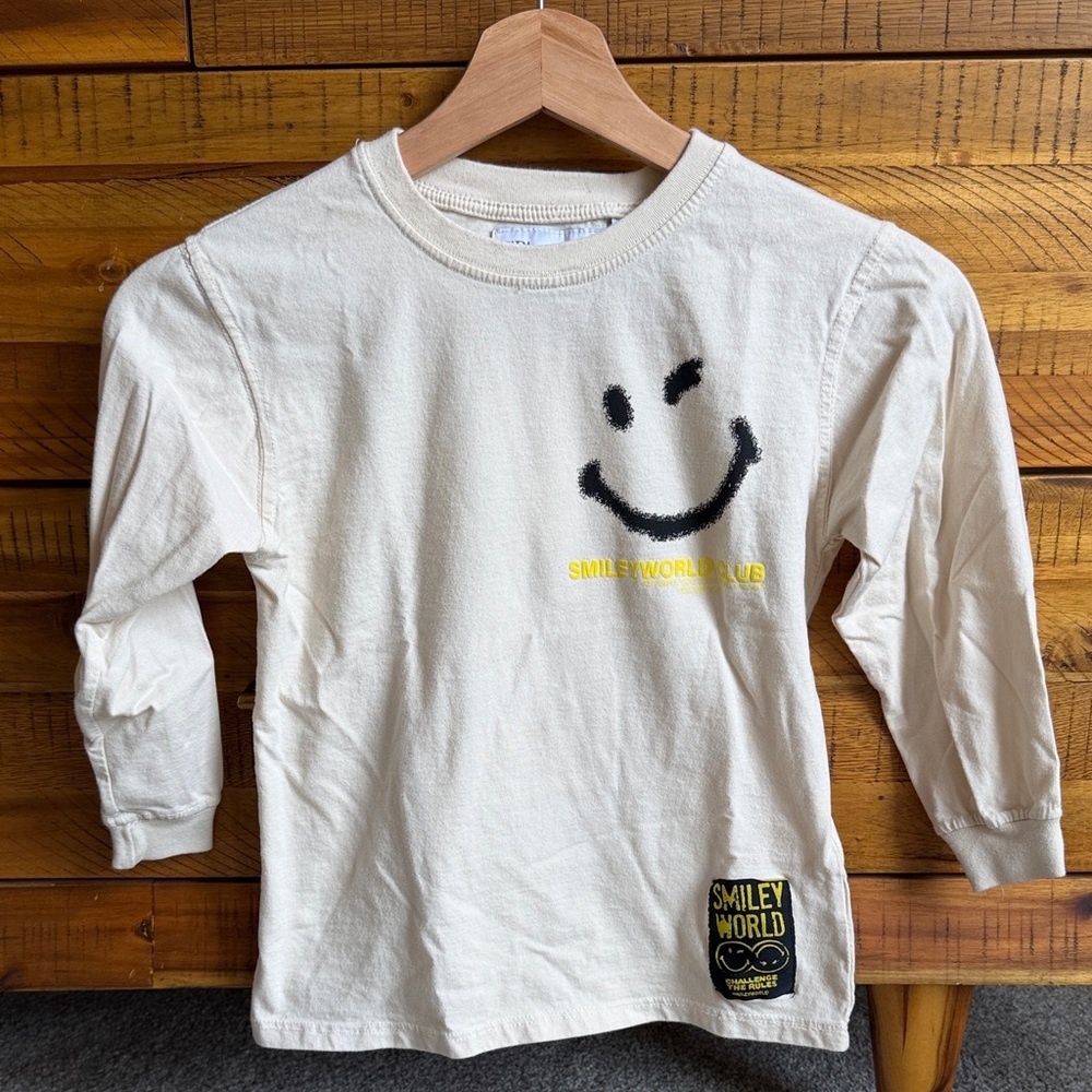 Zara Boy’s Cream Long-Sleeve Kids Tee
